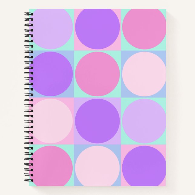 Cuaderno Pastel Purple Rosa Aqua Geométrica Forma de Círcul (Anverso)