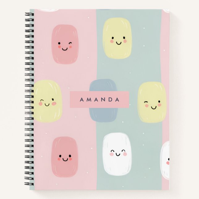 Cuaderno Pastel sonriente personalizado dulces Kawaii (Anverso)
