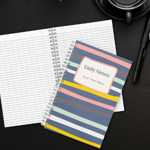 Cuaderno Pastel Stripes Monogramado Asunto de la Escuela