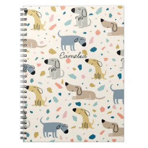 Cuaderno Pastel Terrazzo Gracioso Patrón de Perro Cuto