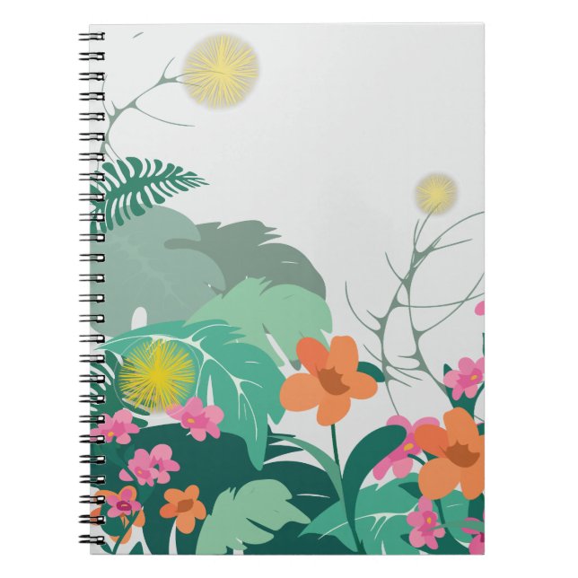 Cuaderno Pastel Tropical Leaves and Flowers (Frente)