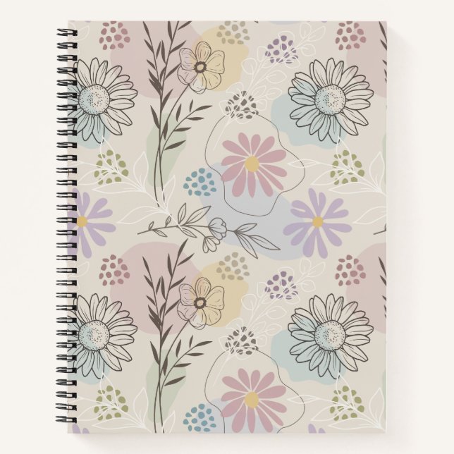 Cuaderno Pastel Wildflower Collage – Chic Floral Geometric  (Anverso)