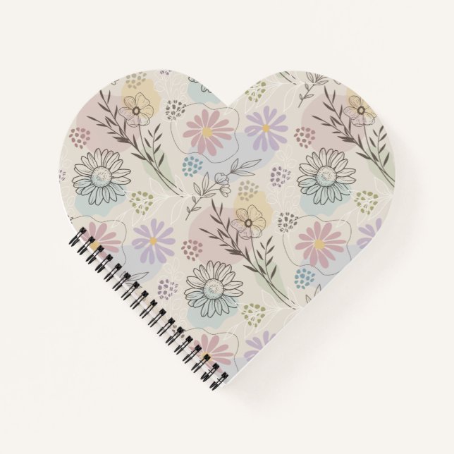 Cuaderno Pastel Wildflower Collage – Chic Floral Geometric  (Anverso)