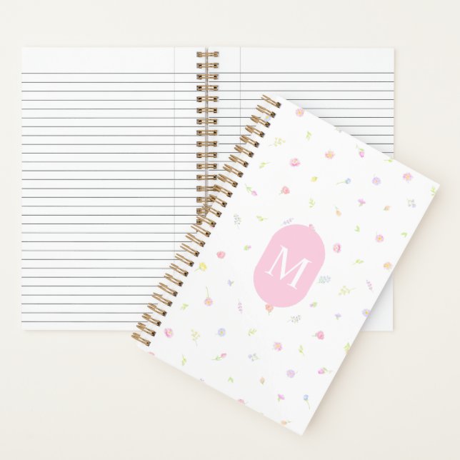 Cuaderno Pastel Wildflower Pink Monogram Journal Notebook (Interior)
