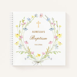 Cuaderno Pastel Wildflowers Baptism Guest Book