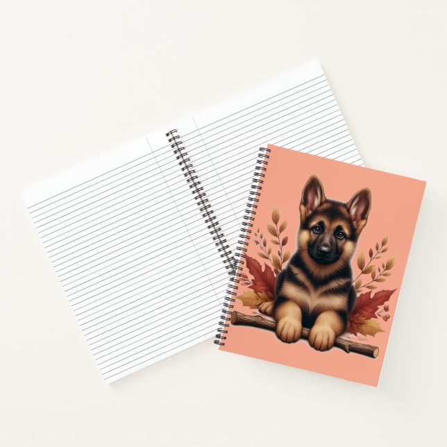 Cuaderno Pastor alemán con hojas de otoño (Interior)