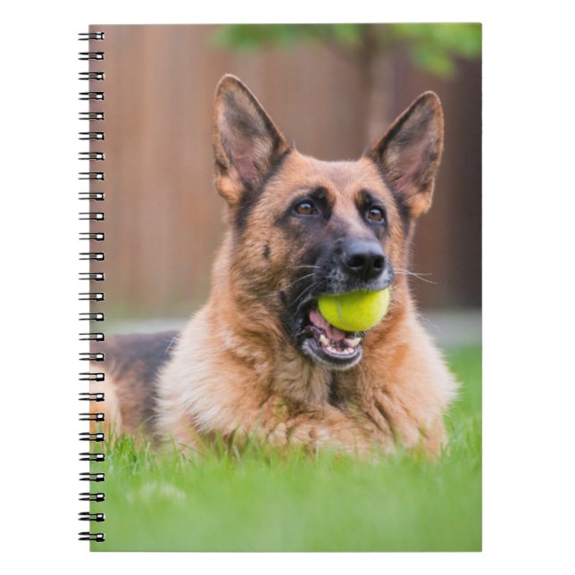 Cuaderno Pastor Alemán Con Pelota De Tenis (Frente)
