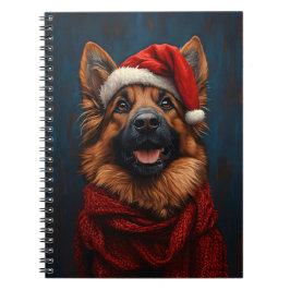 Cuaderno Pastor Alemán con sombrero de Santa