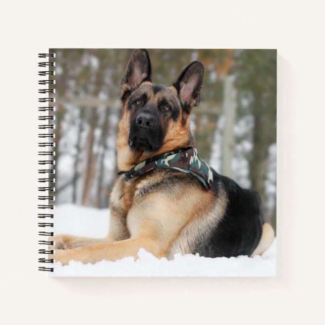 Cuaderno Pastor Alemán En Nieve (Anverso)