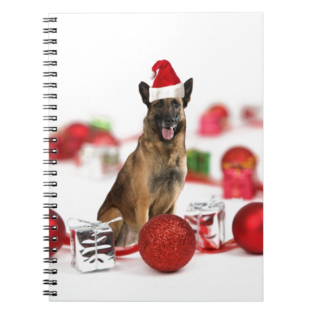 Cuaderno Pastor alemán perro con Navidades Regalos Santa Ha (Frente)