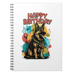 Cuaderno Pastor Alemán Perro Pastor Feliz Cumpleaños Fiesta