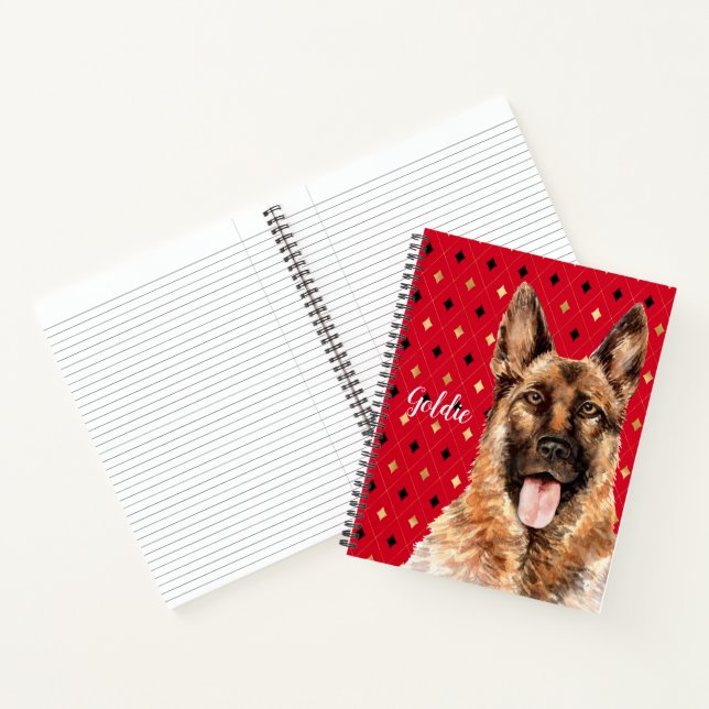 Cuaderno Pastor Alemán Personalizado al estilo Acuarela (Interior)