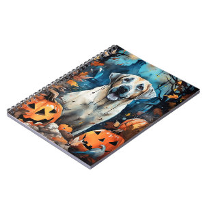 Cuaderno Pastor Anatoliano De Halloween Con Calabazas Asust