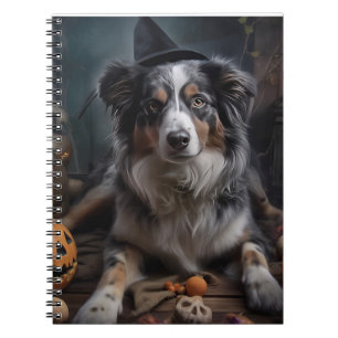 Cuaderno Pastor Australiano Calabazas Halloween Espeluznant