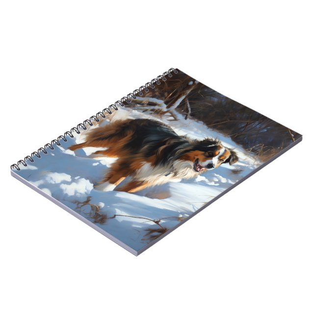 Cuaderno Pastor Australiano Deja que nieve Navidad (Lado Izquierdo)