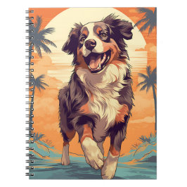 Cuaderno Pastor australiano en una playa tropical