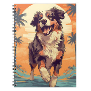 Cuaderno Pastor australiano en una playa tropical