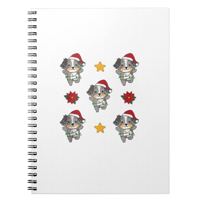 Cuaderno Pastor australiano Feliz Navidad Perros de Inviern (Frente)