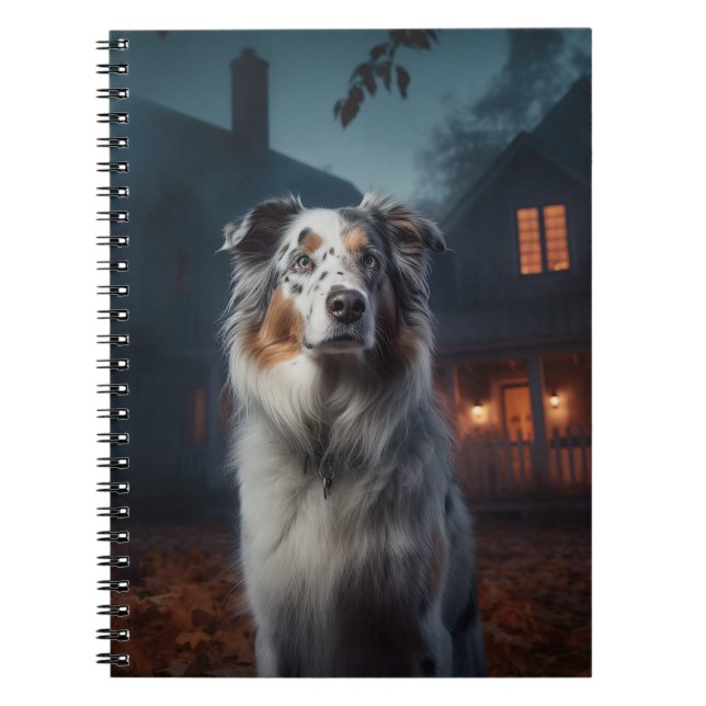 Cuaderno Pastor australiano Halloween Scary (Frente)
