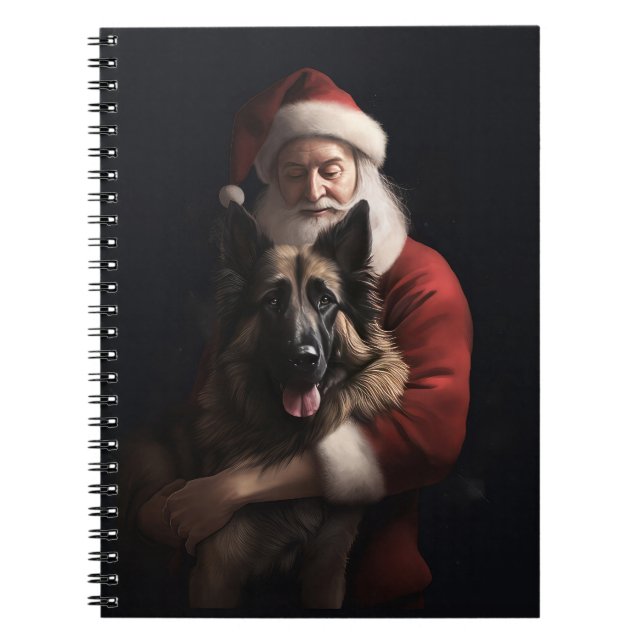 Cuaderno Pastor Belga Papá Noel Festivo Navidad (Frente)