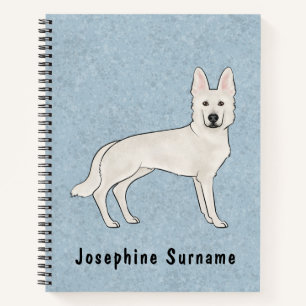 Cuaderno Pastor blanco suizo de Caricatura de GSD Azul