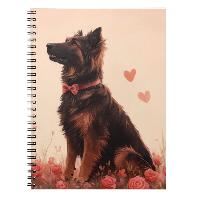 Cuaderno Pastor de Anatolia con Rosas - Día de San Valentín (Frente)