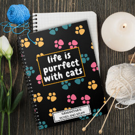 Cuaderno Pata de gato negro divertida y linda 