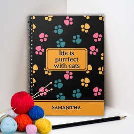 Cuaderno Pata de gato negro divertida y linda 