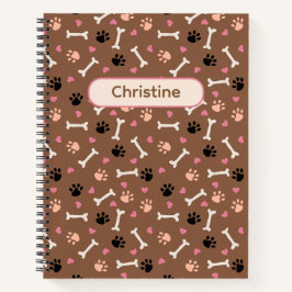 Cuaderno Patas de perro lindas y huesos y nombre personaliz
