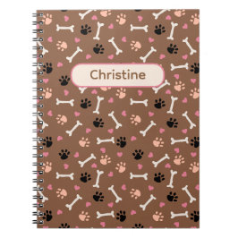 Cuaderno Patas y huesos de perro lindos y nombre personaliz