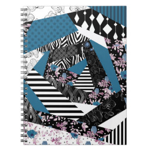 Cuaderno Patchwork azul, popular, retoques, folclórico, rús