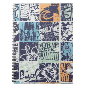 Cuaderno Patchwork de surf: patrón de cosecha de grunge