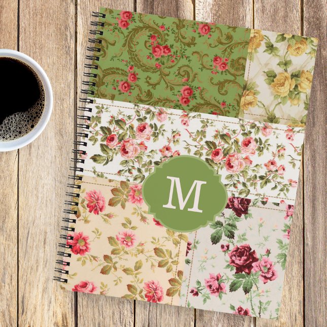 Cuaderno Patchwork Rose Custom Monogram Journal Notebook (Subido por el creador)
