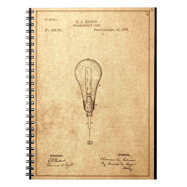 Cuaderno Patente De Bombilla Edison (Frente)