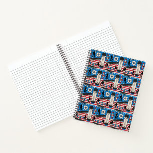 Cuaderno Patinador patriótico estadounidense en monopatín
