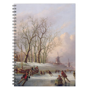 Cuaderno Patinadores en un río congelado antes de los