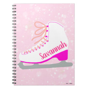 Cuaderno Patinaje Personalizado Sobre Pieles De Nieve Rosa