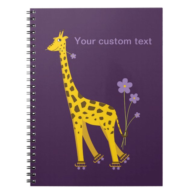 Cuaderno Patinaje Púrpura Gracioso Girafa Personalizada (Frente)