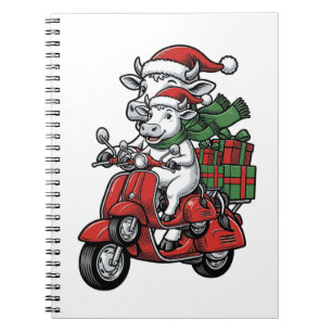 Cuaderno Patinete de montar vaca divertida de Navidad Diseñ