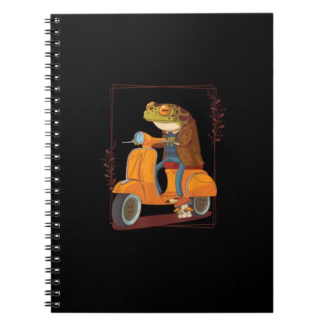 Cuaderno Patinete de rana hongo Academia Goblincore (Frente)