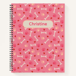 Cuaderno Patitas de Perro Adorables & Huesos y Nombre Perso