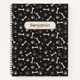 Cuaderno Patitas de Perro Adorables & Huesos y Nombre Perso