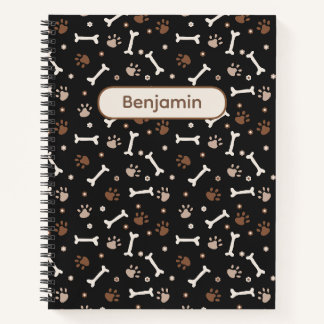 Cuaderno Patitas de Perro Adorables & Huesos y Nombre Perso