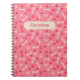 Cuaderno Patitas de Perro Adorables & Huesos y Nombre Perso