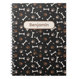 Cuaderno Patitas y huesos de perro lindos y nombre personal