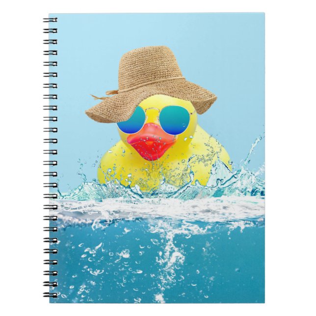 Cuaderno Pato amarillo con gafas de sol en agua (Frente)