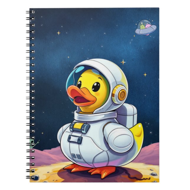Cuaderno Pato Amarillo De Goma En La Luna (Frente)