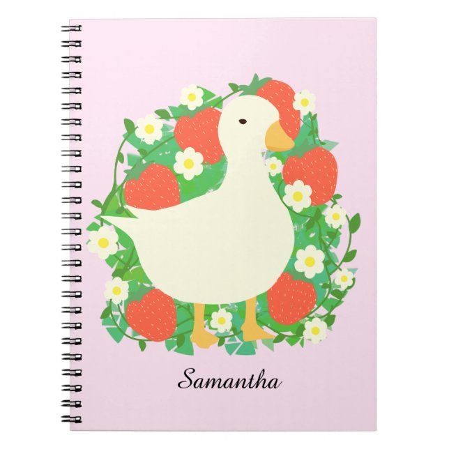 Cuaderno Pato de gasa de fresa floral (Frente)
