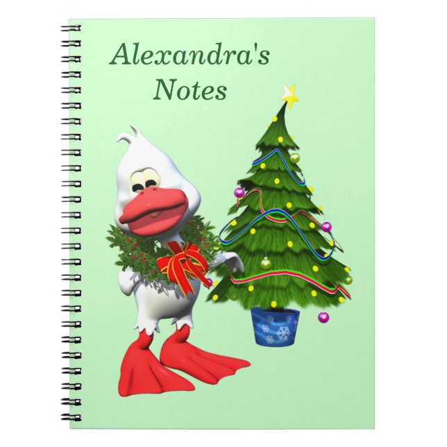 Cuaderno Pato de Navidades blancos cortos con una corona (Frente)