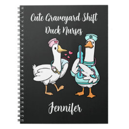 Cuaderno Pato divertido turno de noche enfermeras nombre